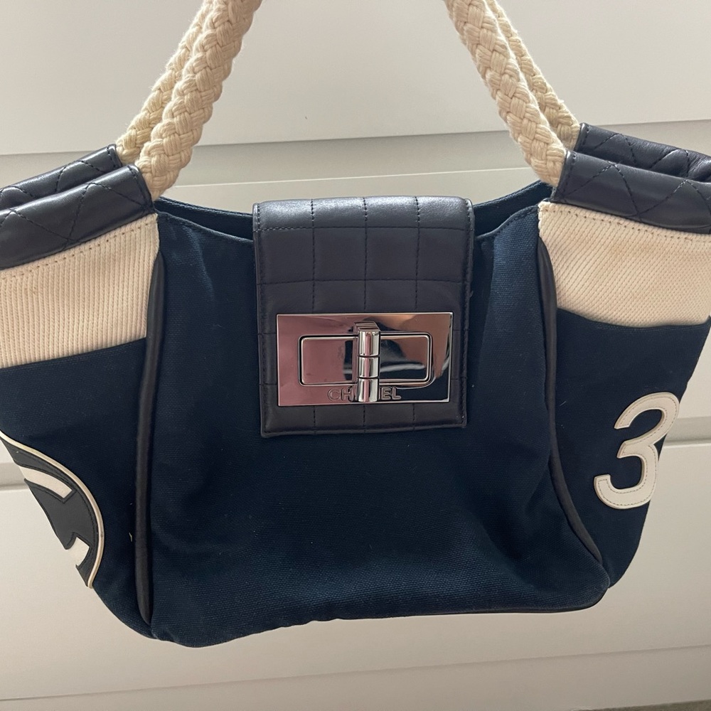Chanel AUTHENTIC 2007 Cruise line purse. Cloth handbag. Used. Limited edition.